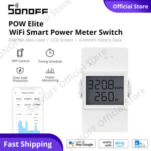 SONOFF POW Elite WiFi Smart Power Meter Switch LCD Screen Energy Monitoring Wireless Smart Switch Light Switch 16A / 20A 6-Month History Data eWeLink APP Control Water Heater Switch