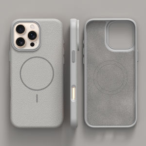 Business Lichee Leather Texture Magsafe Magnetic Wireless Charge Case For iPhone 16 14 15 13 12 11 Pro Max Plus Soft Back Cover