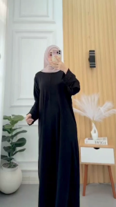 ( BISA COD) ABAYA LENGAN RENDA / BASIC ABAYA POLOS / GAMIS WANITA SANTRI PUTRI VIRAL MODIS TERMURAH DAN TERLARIS