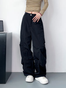 plus Size Wide Leg Pants Womens Loose Casual Straight Cool Autumn Long Trousers High Waist Pocket Full Length Drapey Floor-Length