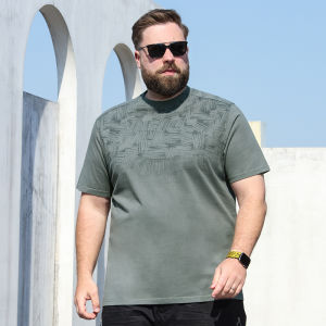 plus Size Mens Short Sleeve T-Shirt Pure Cotton Casual Texture Loose Fit Summer Fashion Urban Style Breathable Lightweight round Neck Top