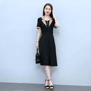 Y&HE Dress for Women Ladies Office Formal Party Dress Plus Size Elegant Solid A Line Midi Dresses Korea malist Business Wear Female