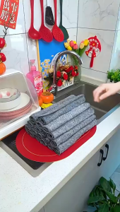 🏷️商品标题 Kain Cuci Pinggan Serat Buluh 30x30cm - 竹纤维加厚洗碗布30x30cm - Bamboo Fiber Dish Cleaning Cloth 30x30cm