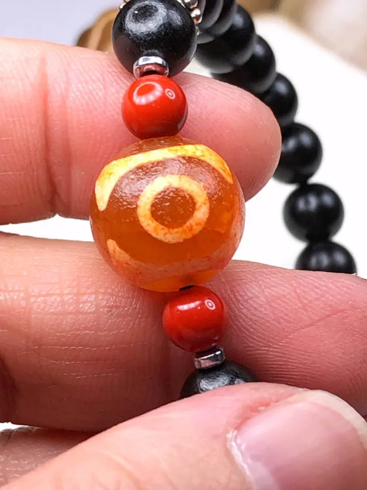 874　天珠　triple　eyed　dzi　with　diamond　！ 874 天珠 triple eyed dzi with diamond ！ 874 天珠 triple eyed dzi