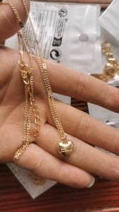 Pure Ang 18k Saudi Gold Pawnable Necklace Womens Heart pendant clavicle chain niche design elegant necklace fashion jewelry new tide