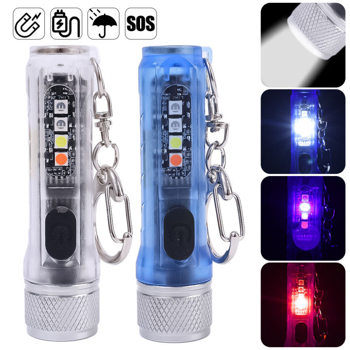 Multifunctional Waterproof UV LED Keychain Flashlight Keychain TYPE-C ...