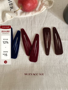 Suzyacc Kr Velvet Hair Clips Womens Minimalist Style Red Hair Accessories for Autumn Winter Side Bangs BB Clips Fashionable