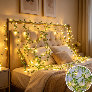 LED Green Leaf Vine Fairy Light- Artificial Plant Garland String Light for Wedding Birthday Party Home Wall & Window Decor