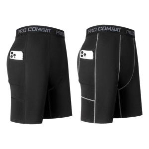 High Performance Mens Compression Shorts With Pocket - Quick Dry Breathable Stretchy Base Layer For Cycling Sports Gym