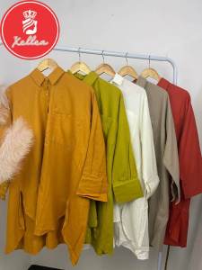 Blouse Wanita Jumbo Lengan Panjang Korean Style Baju Atasan Kemeja Linen Premium Model Cantik Dan Keren Gisela Blouse Fashion Muslim Wanita - XELLEA