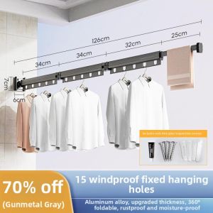 Aluminum Alloy Suction Cup Foldable Indoor Clothes Drying Rack