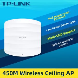TP-Link | 450M Wireless Ceiling AP PoE Power over Ethernet Compact Dense Type Multi-SSID Support Fat Thin Mode Enterprise Hotel Indoor Network Coverage