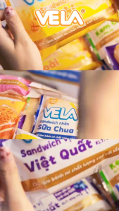 Sandwich VELA nhân kem dâu tây thanh ngọt không ngán ăn vặt buổi xế Nhiều hương vị