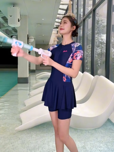 Đồ bơi nữ kín đáo liền thân cọc tay quần lỡ liền váy chất thun co giãn VATIXA BKN174