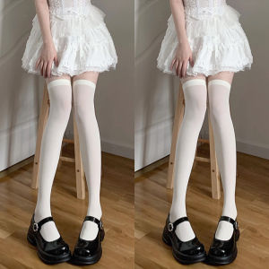 เซ็กซี่ บาง สีดำ ผ้าไหม ถุงเท้ายาวเหนือเข่ากํามะหยี่ ผู้หญิง ถุงน่อง Shaping Leg Beauty ทั้งหมดปี Neutral ถุงเท้าไนลอน