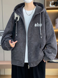 Casual Mens Zipper Hooded Jacket Spring Autumn New Trend Brand Loose Fit Polyester Fiber Long Sleeve Anti-Wind Outerwear