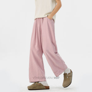 V37 | Simple Pink Wide Leg Trousers Mens