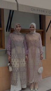 Dress Outer Organza Bordir Mix Polos Kondangan Wedding Lebaran Wisuda Premium Mewah Simple Wisuda