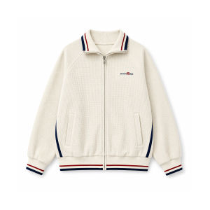 CHANT2nd | Waffle Knit Stand Collar Sweatshirt Jacket Female Autumn American Retro Loose Casual Sport