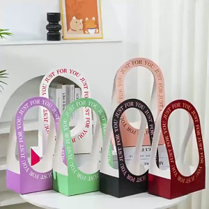 Just For You Flower Gift Box With Handles - Elegant Flower Baskets for Special Occasions