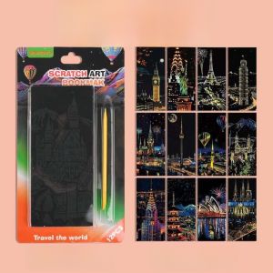 Colorful Ancient Style Night Scene DIY Drawing Paper for Primary School Students Creative Handmade Gift Sand Painting