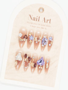Nude Color High-End Feeling Wearable Nail Tips Flash Diamond Shards Finished Product White Enhancing Long Waterdrop Nail Art
