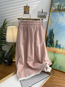 กระโปรงทรงเอเอวสูง กระโปรงทรงร่มยาวถึงเข่า ผ้าฝ้าย กระโปรงทรงเอผู้หญิง ฤดูใบไม้ร่วง 2024 กระโปรงทรงเอเอวสูง