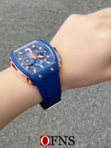 OFNS Fashion Quartz Watches for Man Luminous Waterproof Chronograph Calendar Silicone Strap Outdoor Luxury Sports Men Watch