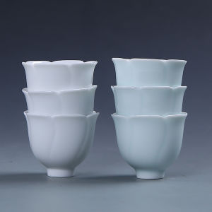 Highly Aesthetic White Porcelain Celadon Petal Tea Cup
