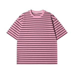 Summer New American Stripe Color Block round Neck Short Sleeve T-Shirt Loose Casual Mens Wear Simple Match All Seasons