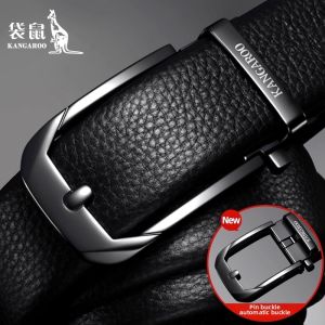 Kangaroo | Mens Leather Belt Head Layer Cowhide Auto Buckle Pin Buckle Business