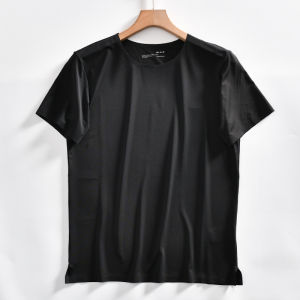 Advanced Cooling Tech Fabric Summer Mens T-Shirt Breathable Quick Dry Elastic Short Sleeve Sportswear Standard Fit Youth Trend