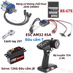 Bộ Combo Động Cơ Không Chổi Than 7CH Transmitter 2830 2400KV ESC AM32 45A Servo 12KG Dành Cho Xe RC Crawler Tỷ Lệ 1/12 MN128 MN86 Bộ Nâng Cấp