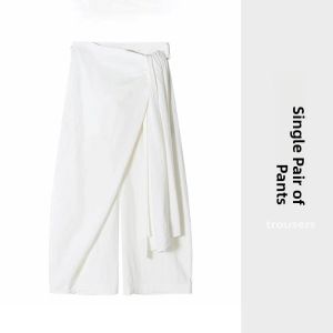 YUEZHONGWEI | White Ice Silk Off-Shoulder Cropped Knit Top