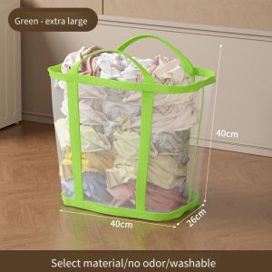 40x26x40cm  Large Capacity Laundry Basket Nylon Mesh Foldable Clothes Storage Basket Toy Bucket Wall Mounted Bathroom Shower
