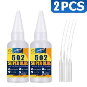 JXVX 1-5pcs High-Strength 502 Super Glue Instant Adhesive High-Temperature Resistant Bonding Agent Suitable for Metal Plastic PVC and Wood Powerful Liquid Glue Tool with Dispenser Included.