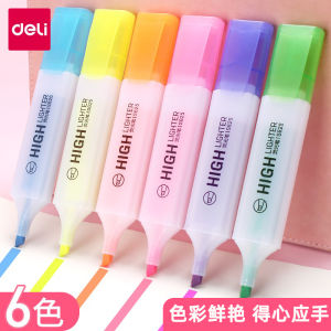 ปากกาสีฟลูออเรสเซนต์ Deli สีสันสดใส ความหนาปกติ ขนาดใหญ่ 6 สี อุปกรณ์เรียนสำหรับนักเรียน ปากกาสีสันสดใสสำหรับเขียนโน้ต