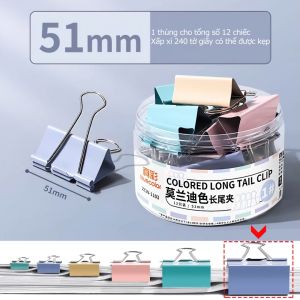 Kẹp bướm màu 15mm 19mm 25mm 32mm 41mm 51mm kẹp giấy Binder Clips -AENEA