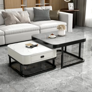[CLEARANCE] 70+60 2in1 Sintered Stone Ceramic Coffee Table Glossy Matte Side Table