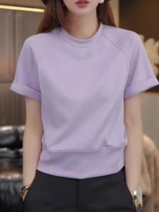 Pure Cotton Short Sleeve T-Shirt Womens Loose Fit Summer New Fashion Versatile Half Sleeve Short Style Top Korean Version