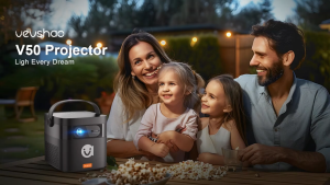 VEVSHAO V50 Portable Projector 3D Full HD1080P Built-in 2 x 10W Speakers Home Theater Projectors With15000mAh Battery