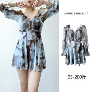 Conservative Long Sleeve One Piece Swimsuit for Women plus Size Thermal Spa Suitable Slimming Design Print Casual Swimwear