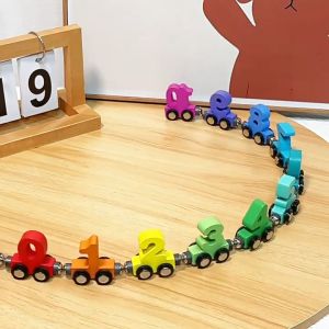 Từ kỹ thuật số nhỏ Train Blocks Split Truck Puzzle Kids gỗ sớm dạy đồ chơi giác ngộ