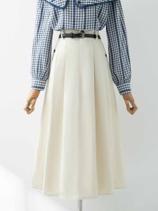 High Waist Pleated Denim Mini Skirt Womens Summer New Style Slimming Midi A-Line Skirt Wide Hem Umbrella Skirt