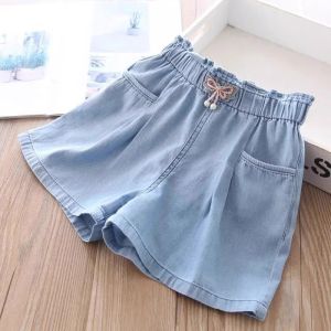 Bow Decor Lace Thin Childrens Shorts Tencel Cotton