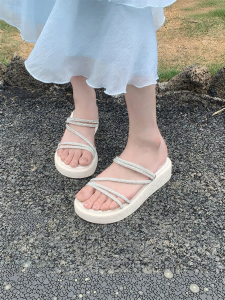 Josiny | Thick Heel Slip-Ons Flip Flops 2-Way Wear