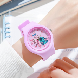Disney | 2026 Hot Stitch Children Watches for Girls Silicone Strap Round Quartz Kids Watch Boys Student Clock Gift Toys Para Ninos*-*