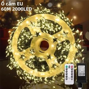 Đèn LED Giáng Sinh Ngoài Trời Dây Đèn 30-60M Warmlight 220V EU Chống Thấm Nước Cho Cây Giáng Sinh Vườn Cây Nhánh Chiếu Sáng Trang Trí