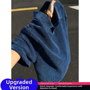 CHENMU | Aesthetic Vintage Seersucker Feel Mens Polo Shirt Cool Breathable