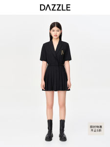 Dazzle Commuter College Style Short Sleeve Suit Collar One Piece Pants for Women Elegant Fashionable Business Casual Wear